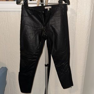 Front pleather black pants